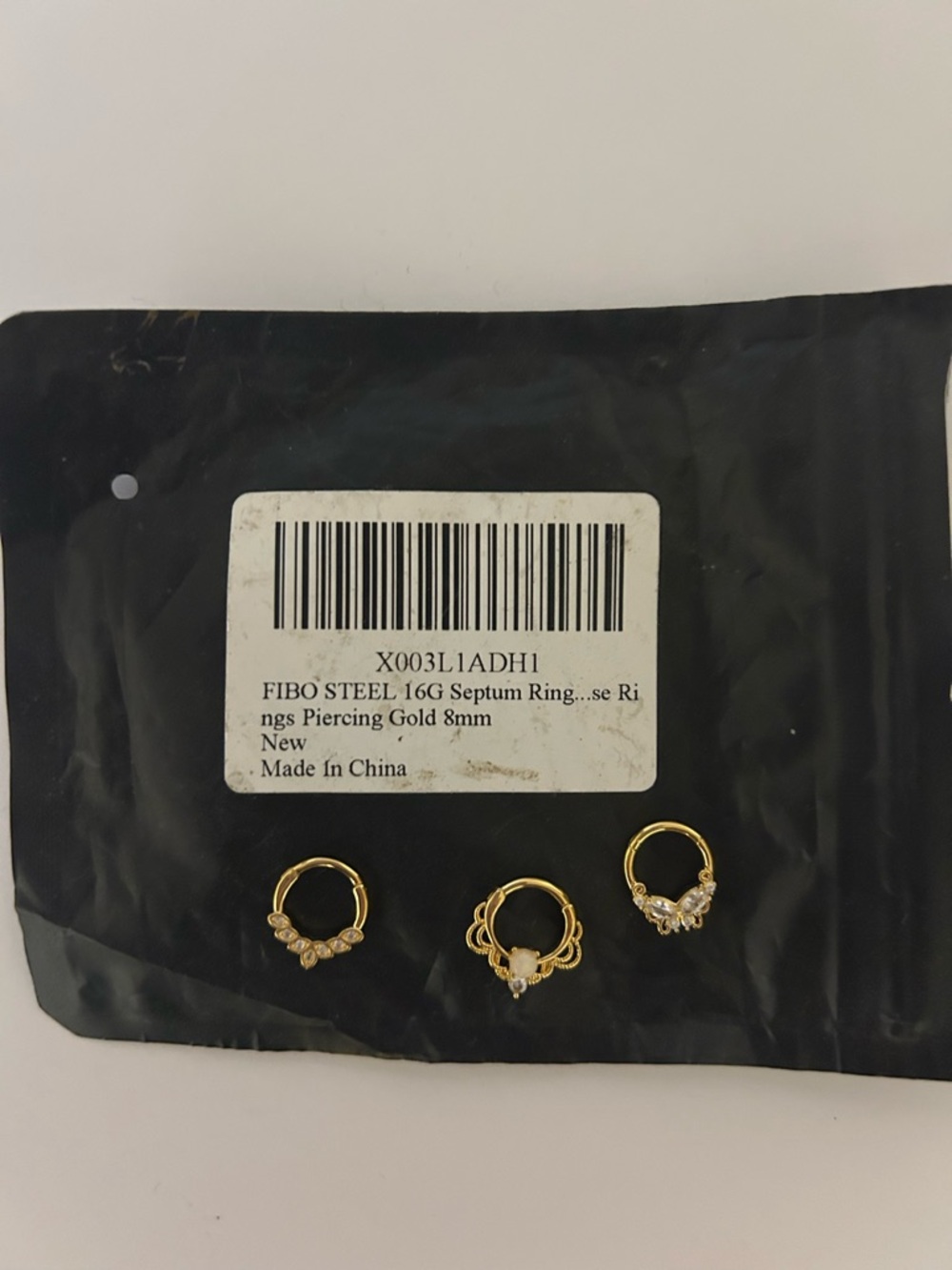Gold Septum & Piercing Rings with Crystal Accents